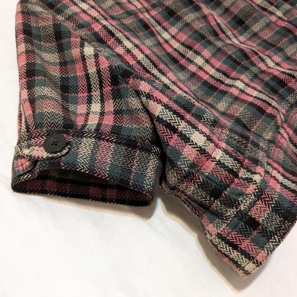 TNA Plaid shrug jacket, size medium (M), blue/green, pink, tan, short sleeves - Picture 4 of 9